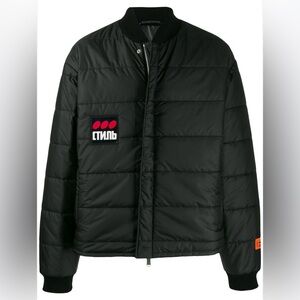Heron Preston Quilted Puffer Jacket Black Size M Made in Italy Streetwear